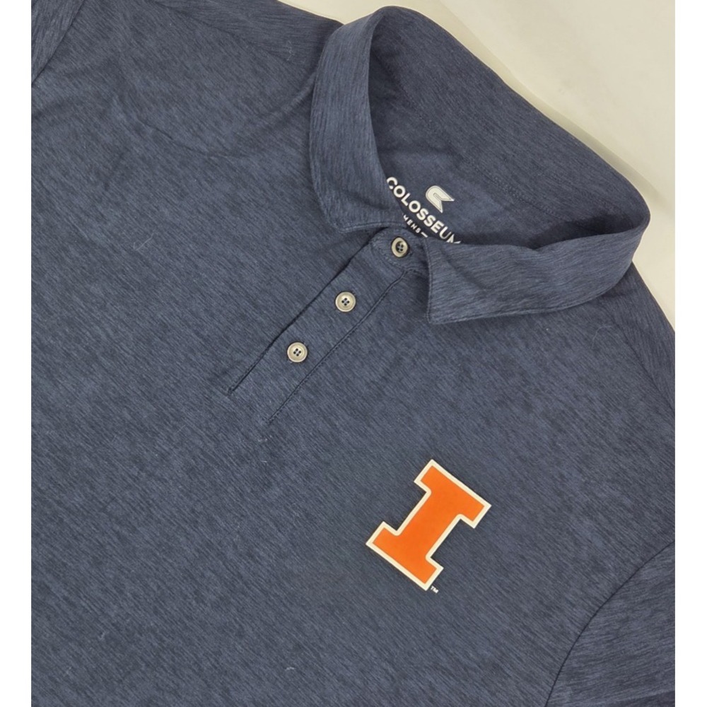 University of Illinois Fighting Illini Polo Shirt Men Large Navy Blue Colosseum